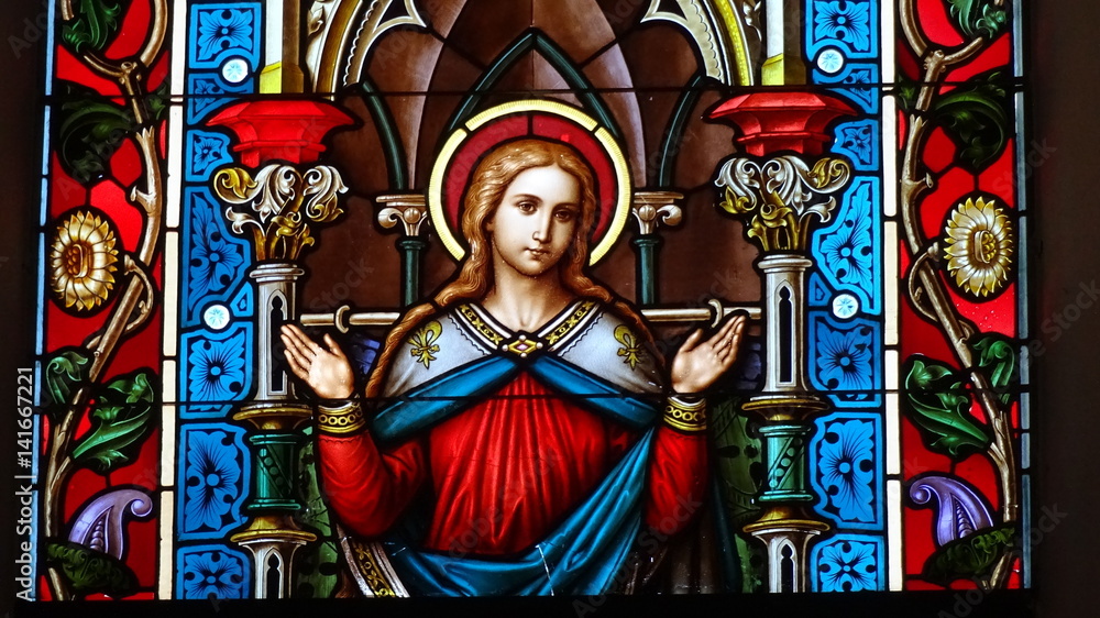 Fototapeta premium kolorowy witraż kościelny z Gosau
