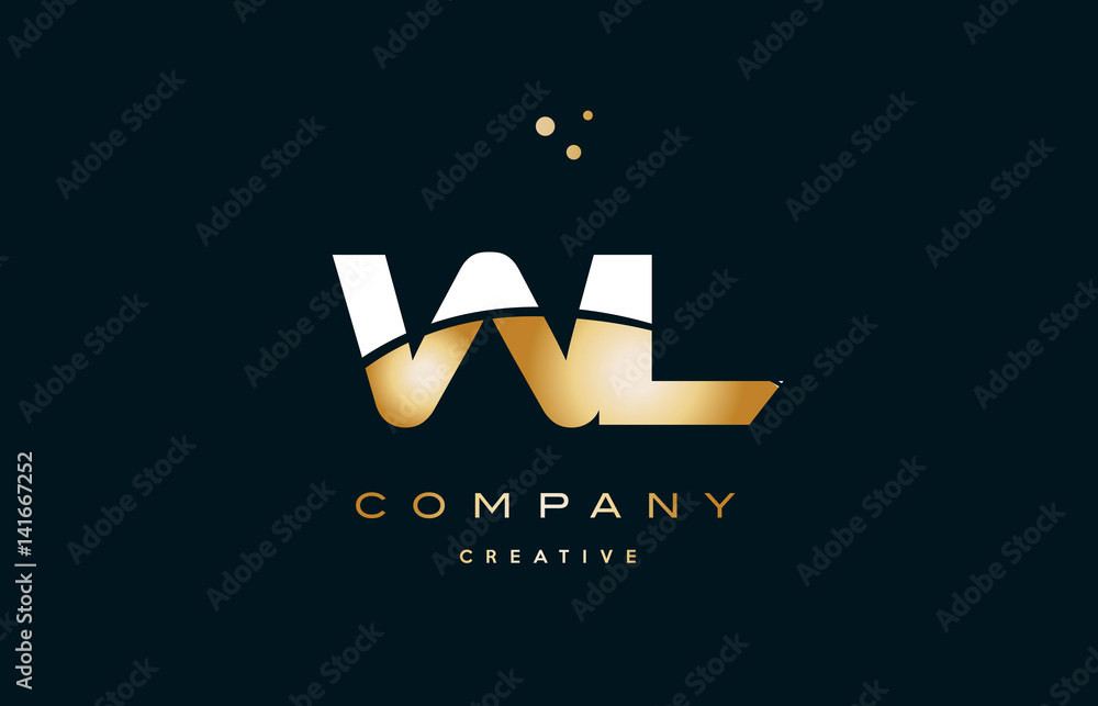 Fototapeta premium wl w l white yellow gold golden luxury alphabet letter logo icon template