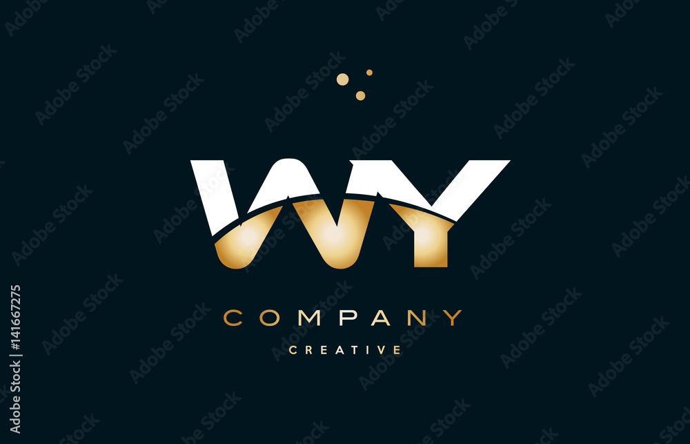 Fototapeta premium wy w y white yellow gold golden luxury alphabet letter logo icon template
