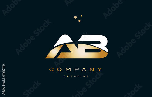 ab a b  white yellow gold golden luxury alphabet letter logo icon template