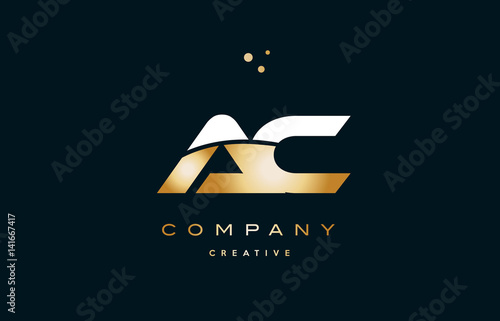 ac a c  white yellow gold golden luxury alphabet letter logo icon template