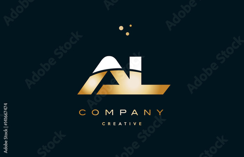 al a l  white yellow gold golden luxury alphabet letter logo icon template