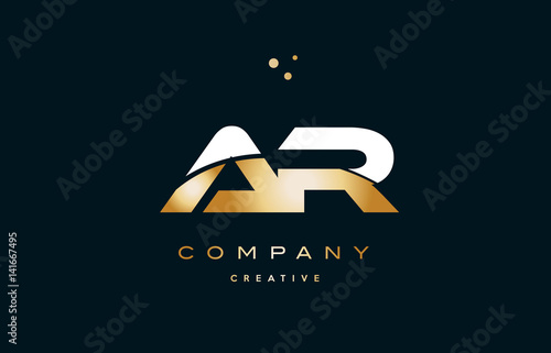 ar a r  white yellow gold golden luxury alphabet letter logo icon template
