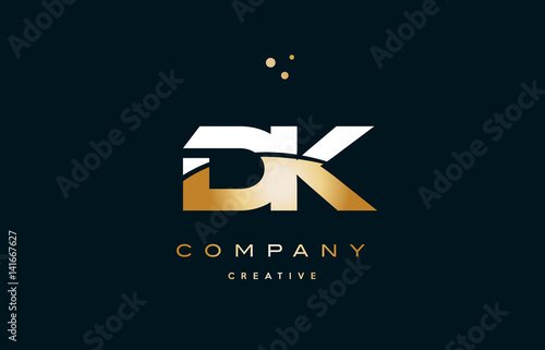 dk d k  white yellow gold golden luxury alphabet letter logo icon template
