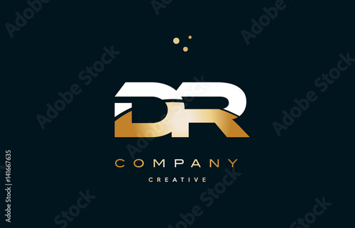 dr d r  white yellow gold golden luxury alphabet letter logo icon template