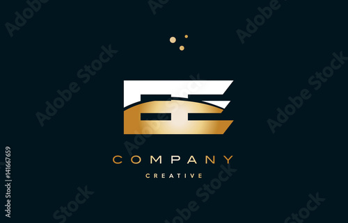 ee e e  white yellow gold golden luxury alphabet letter logo icon template