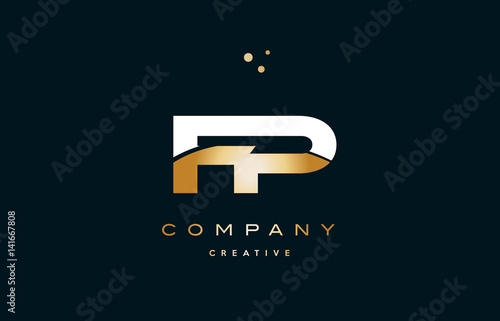 fp f p  white yellow gold golden luxury alphabet letter logo icon template