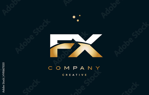 Obraz na plátne fx f x  white yellow gold golden luxury alphabet letter logo icon template