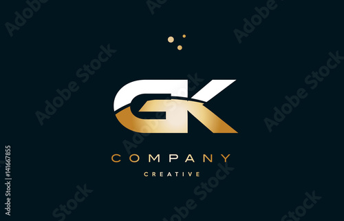 gk g k  white yellow gold golden luxury alphabet letter logo icon template