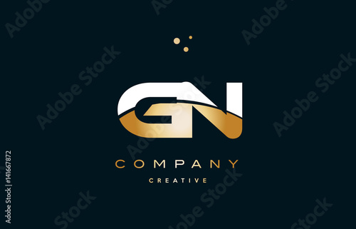 gn g n  white yellow gold golden luxury alphabet letter logo icon template