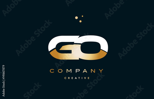 go g o  white yellow gold golden luxury alphabet letter logo icon template