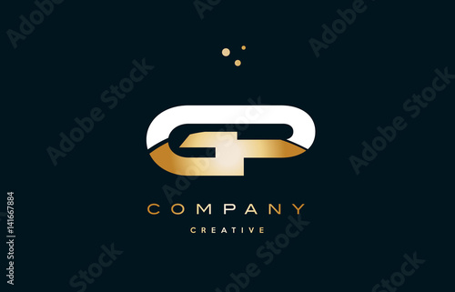 gp g p white yellow gold golden luxury alphabet letter logo icon template