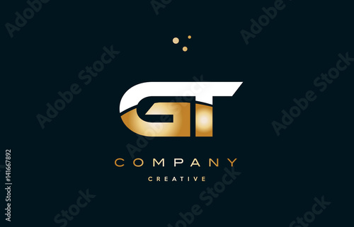 gt g t  white yellow gold golden luxury alphabet letter logo icon template photo