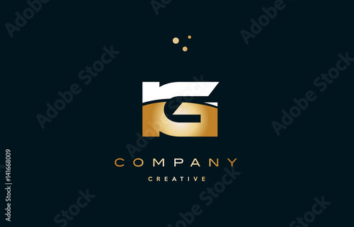 ig i q  white yellow gold golden luxury alphabet letter logo icon template