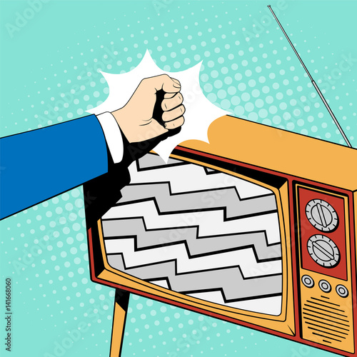 No signal on retro TV. Pop art illustration