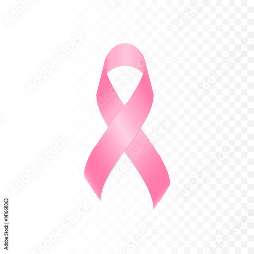 Ribbon pink symbol of breast canser isolated transparent background