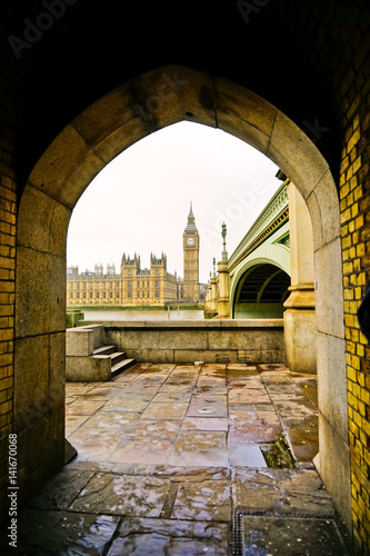 View of the Houses of Parliament from Westminster Bridge in London. © Javen