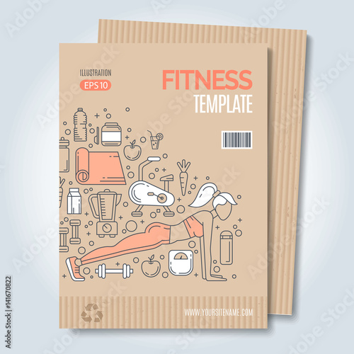 Fitness template with line icons
