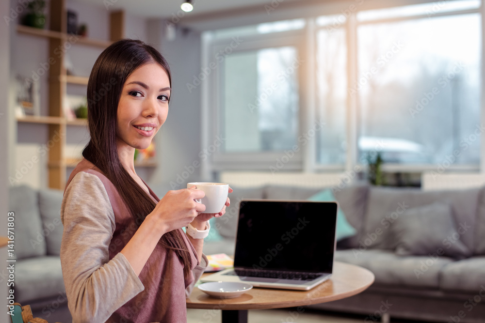 Young beautiful woman in cafe Young beautiful woman in cafe