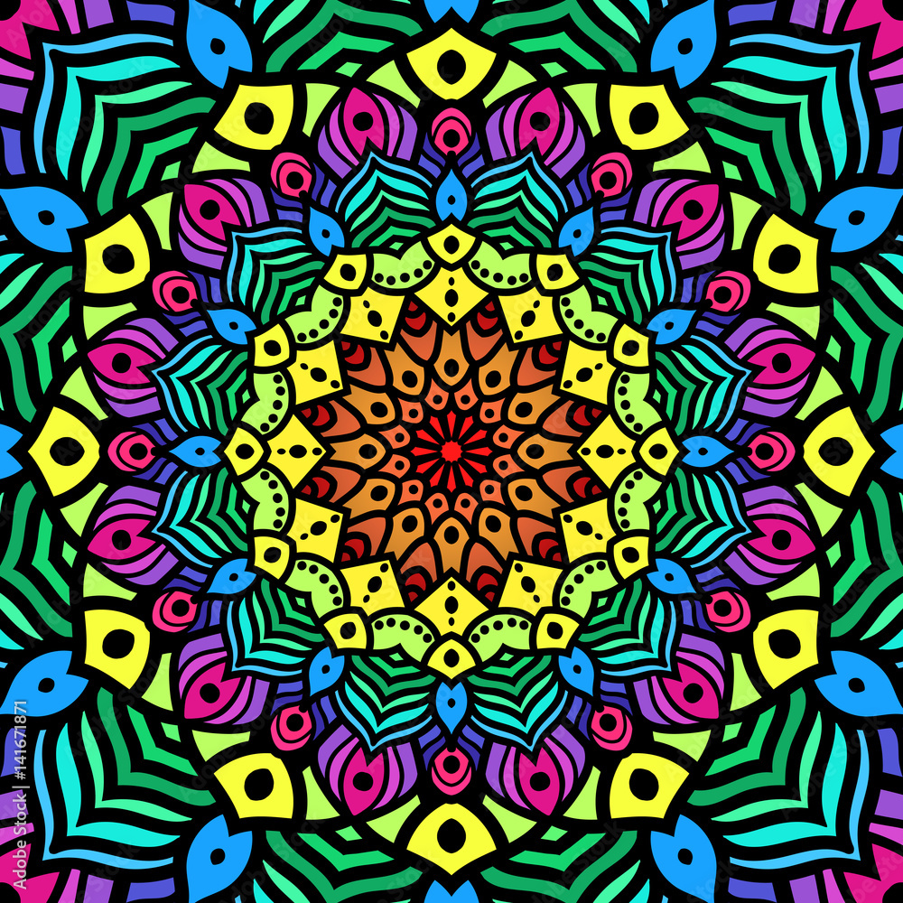 Mandala - Hindu symbol that creates a beautiful colorful pattern in vector  format Stock Vector | Adobe Stock