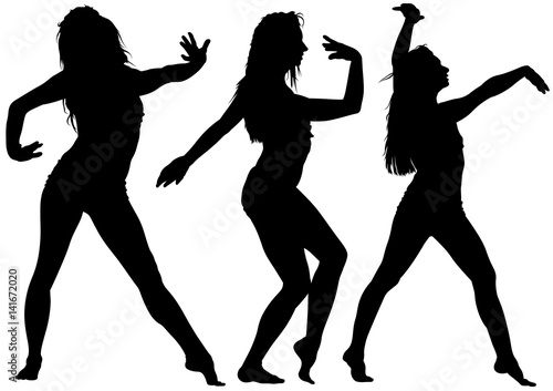 Silhouetted Dancing Young W...