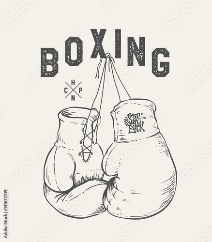 Boxing Gloves vector illustration. Print design t-shirt