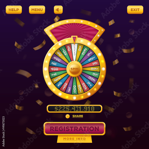 Casino menu web design with wheel of fortune