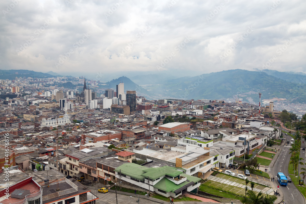 Late afternoon view of Manizales, Colombia.