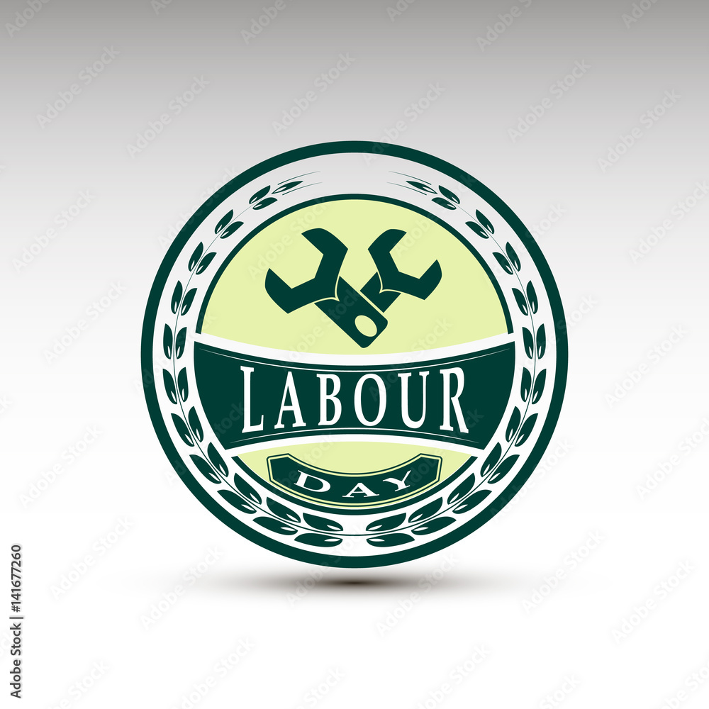 The vector emblem for labour day