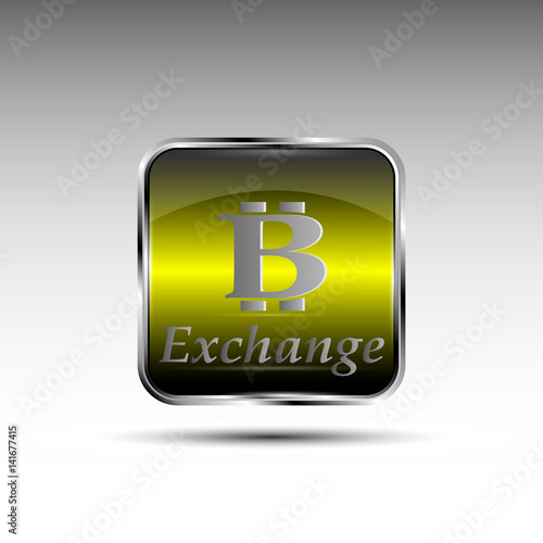 The vector button with bitcoin symbol