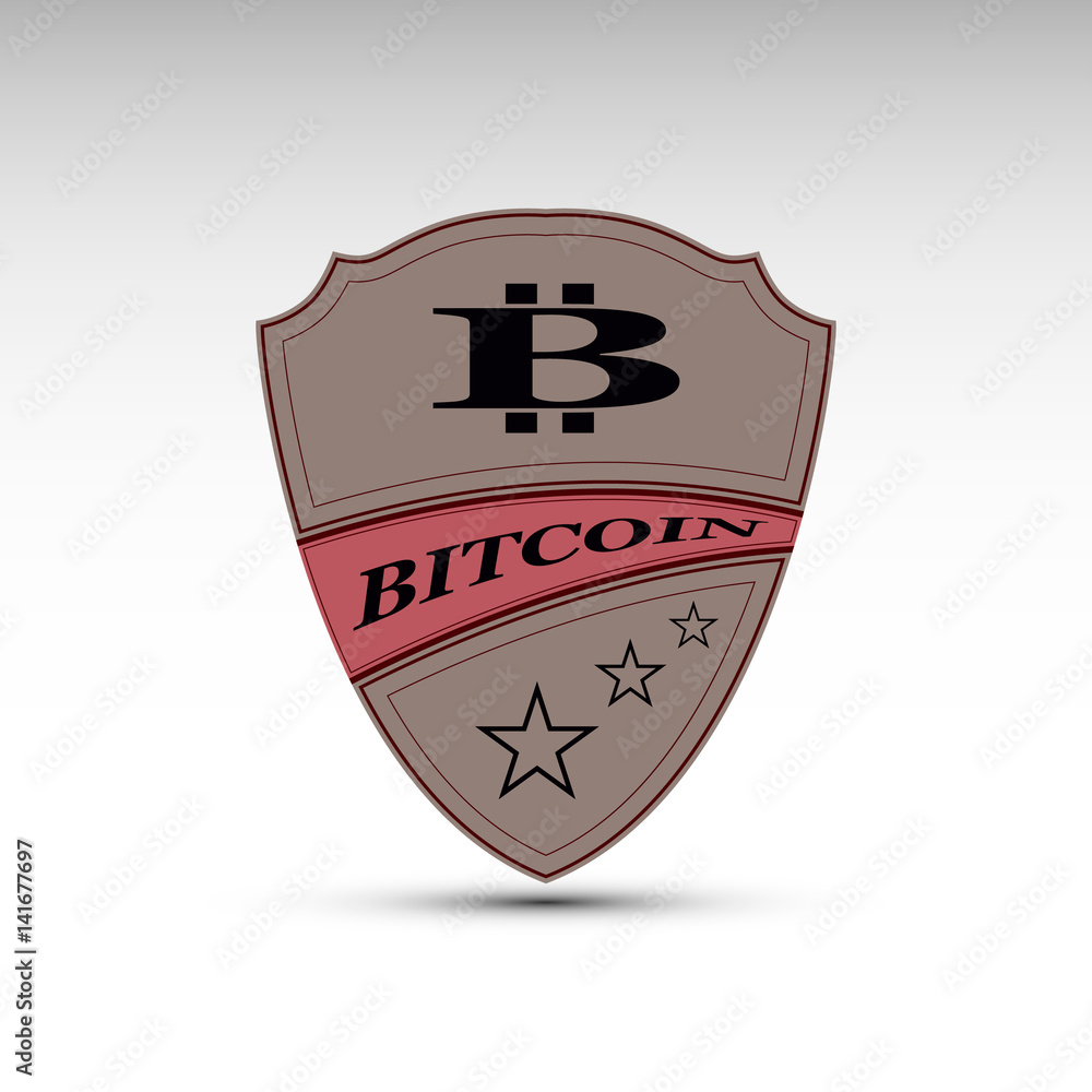 The vector shield with bitcoin symbol The vector shield with bitcoin symbol