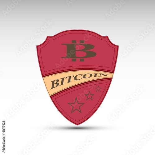The vector shield with bitcoin symbol