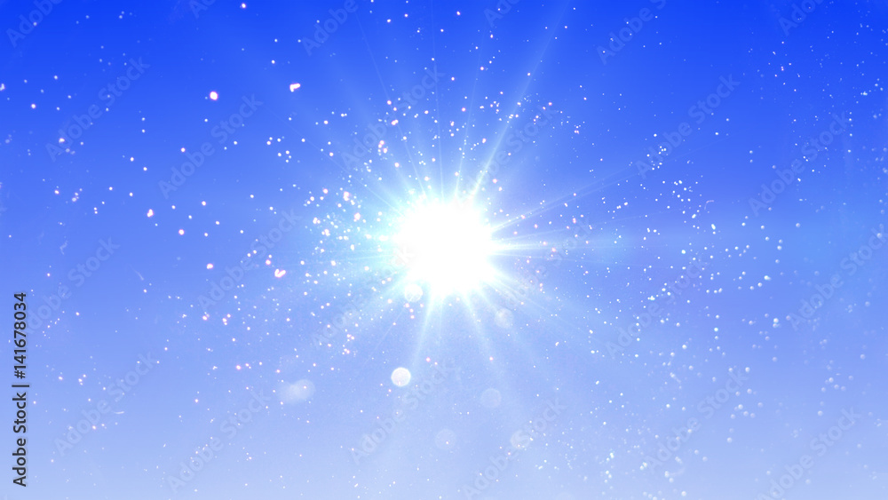 Sun lens flare in blue background horizontal frame (very high resolution) Sun lens flare in blue background horizontal frame (very high resolution)