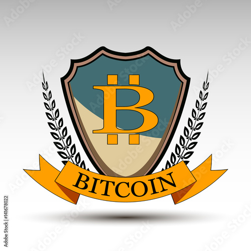 The vector shield with bitcoin symbol.