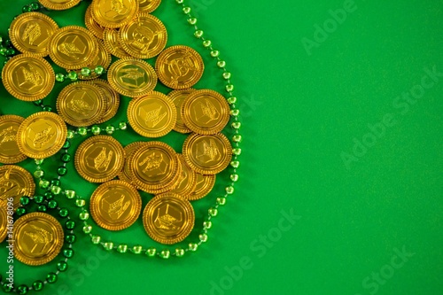 St Patricks Day gold chocolate coins and beads