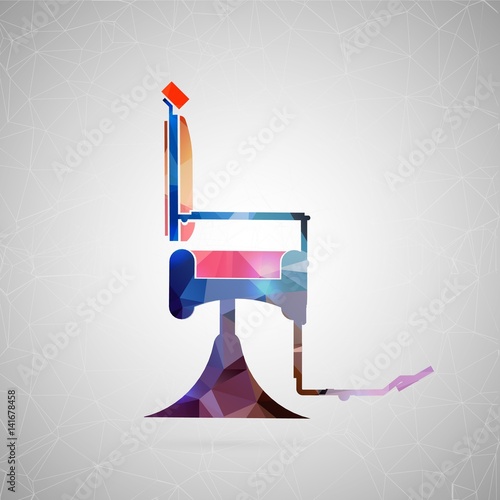 Abstract creative concept vector icon of barber chair. For web and mobile content isolated on background, unusual template design, flat silhouette object and social media image, triangle art origami