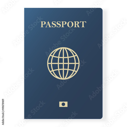 Blue passport isolated on white. International identification document for travel. Vector illustration.