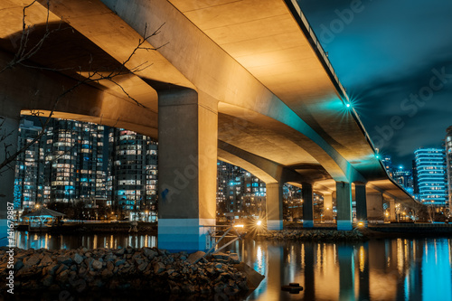 Night View Under Cambie Bridge
