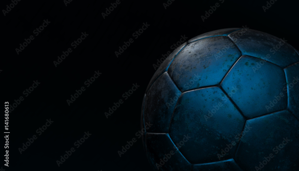 Silver soccer ball on various material and background, 3d rendering