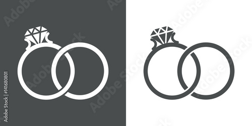 Icono plano anillos de matrimonio gris y blanco