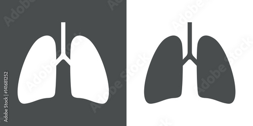 Icono plano pulmones gris y blanco