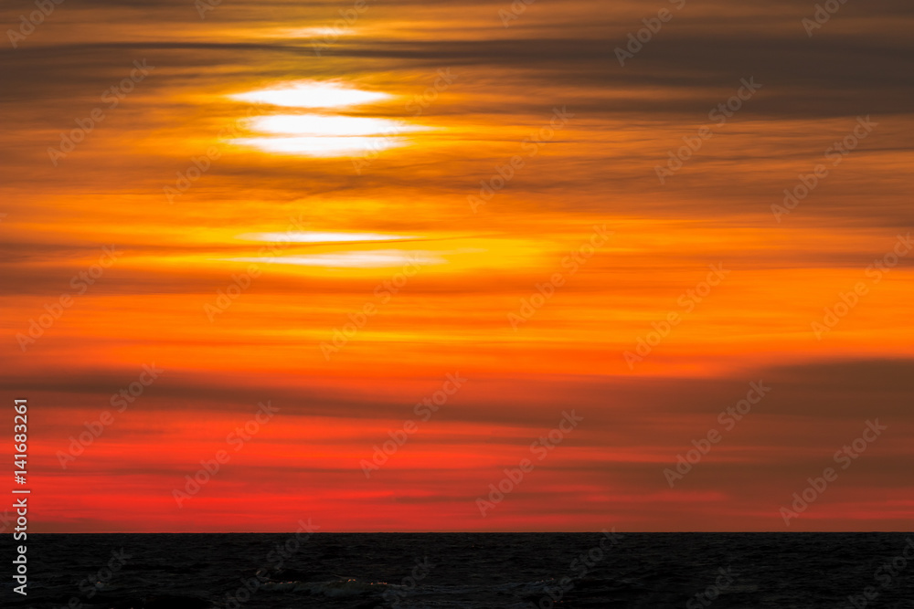 Golden sunset at Baltic sea, Riga, Latvia