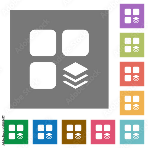 Multiple components square flat icons