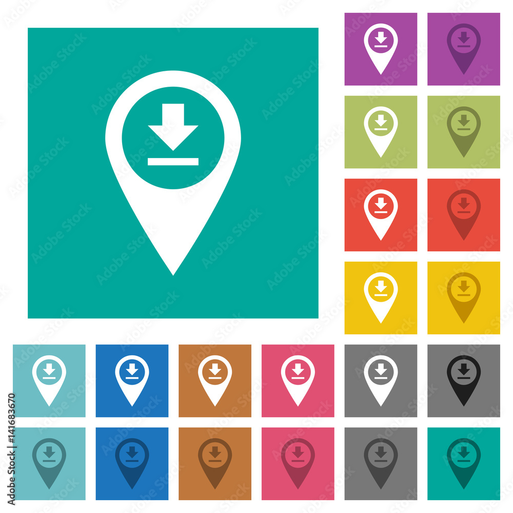 Download GPS map location square flat multi colored icons Download GPS map location square flat multi colored icons