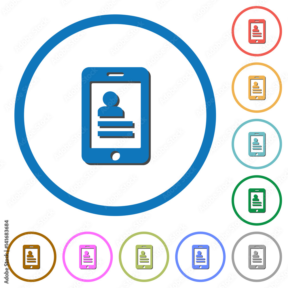 Mobile contacts icons with shadows and outlines Mobile contacts icons with shadows and outlines