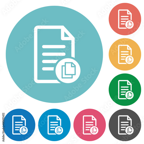 Copy document flat round icons