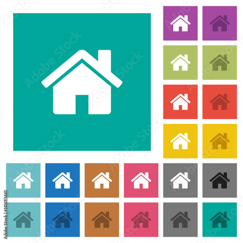 Home square flat multi colored icons