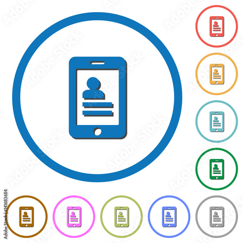 Mobile contacts icons with shadows and outlines