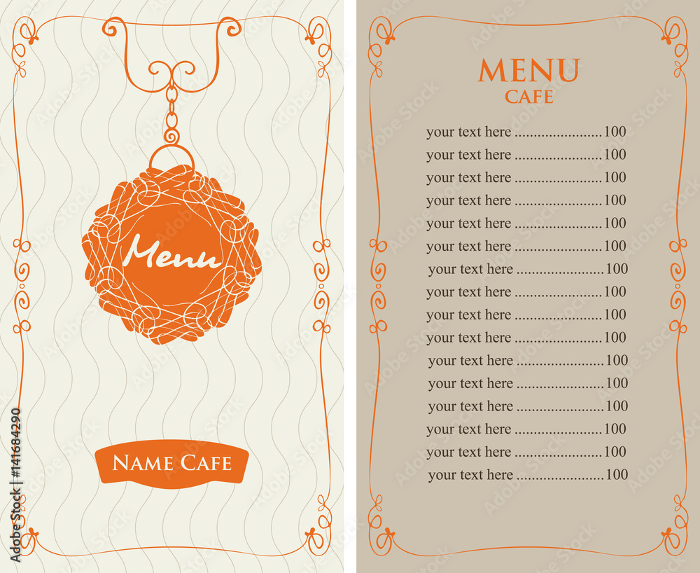 template menu for the cafe with price list on the background Stock Vector |  Adobe Stock