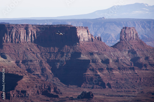 Helicopter Flying Through Dead Horse Point State Park